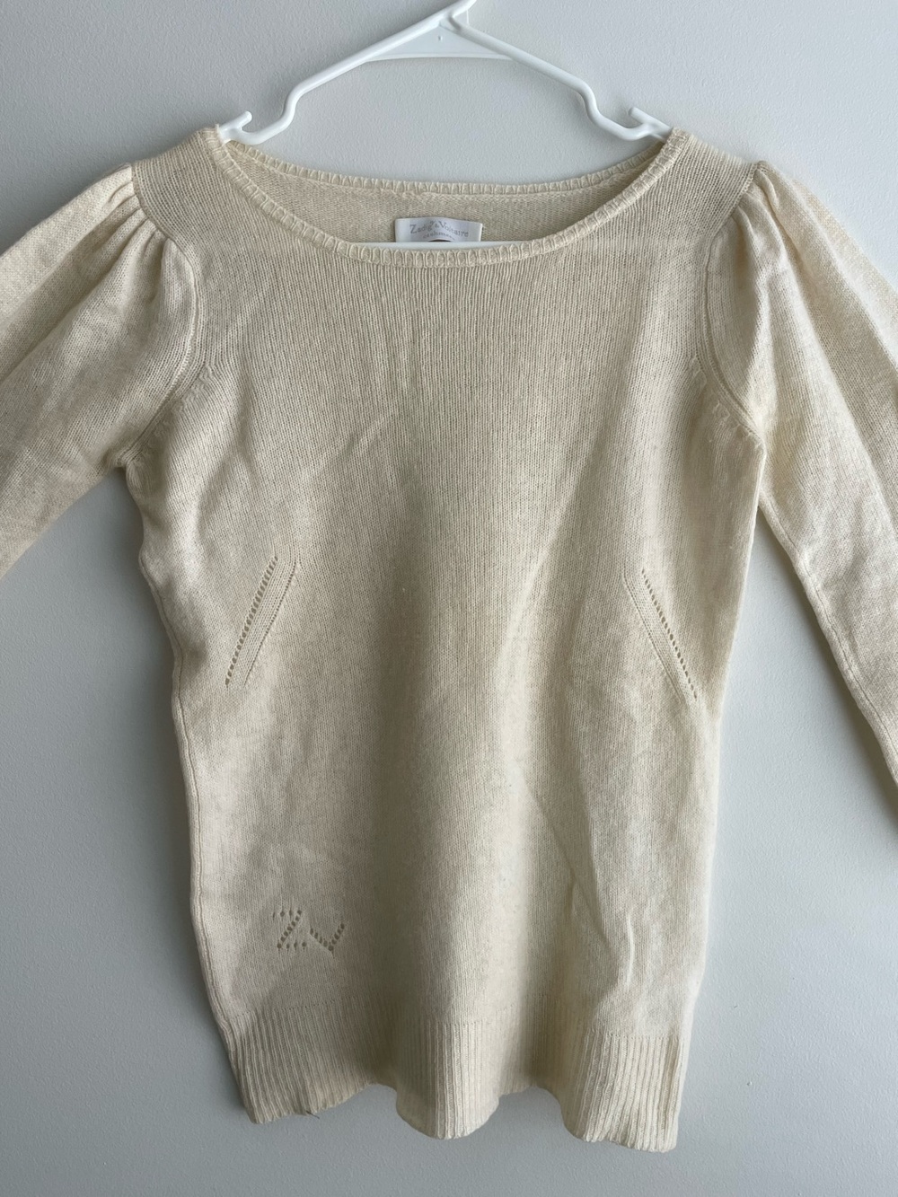 Zadig & Voltaire Cream Scoop Neck Knit Sweater